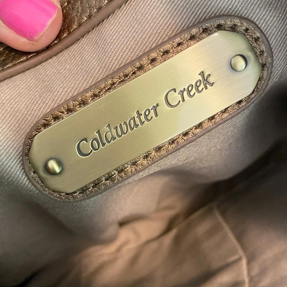 Vintage gold genuine leather Coldwater Creek hobo bag shoulder bag purse bronze
